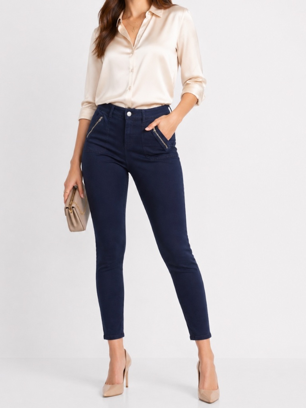 Express Women's Navy Ankle Legging Jeans Size 0R Mid Rise Stretch